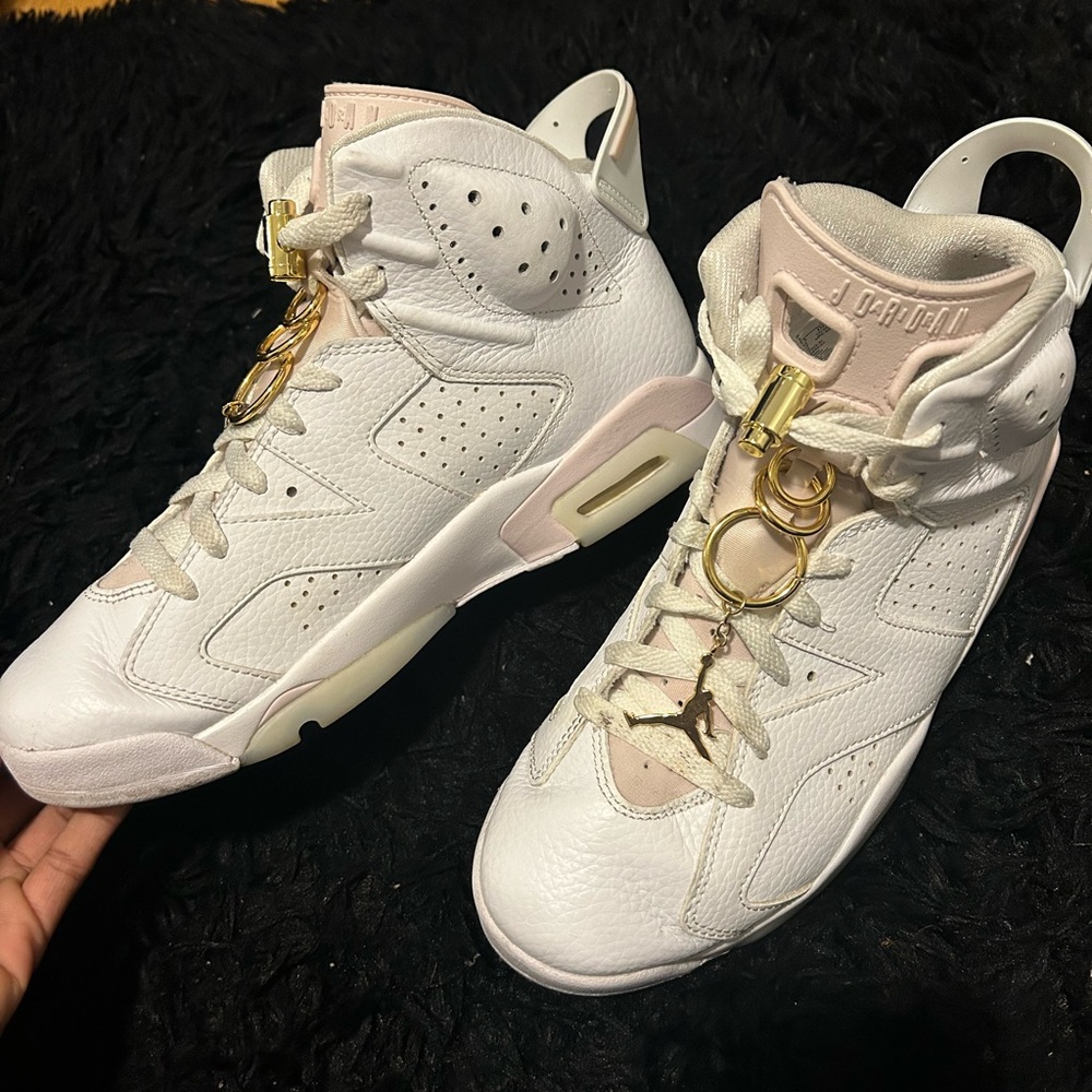 Women's White and Pink Jordan Retro 6’s